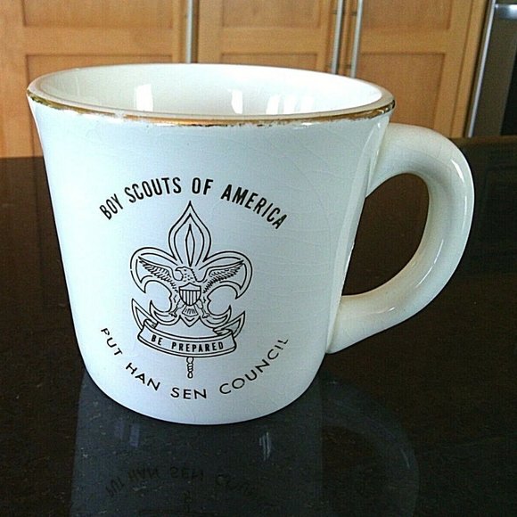Boy Scouts America Other - Vintage BSA Boy Scouts of America Coffee Mug Gold Trim Cup Put Han Sen Council